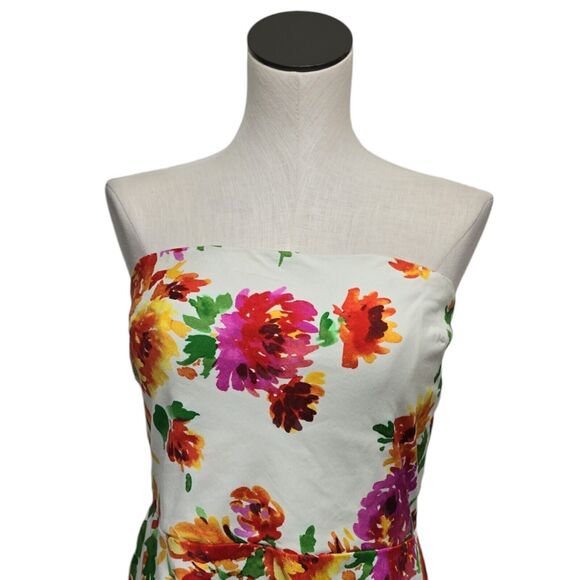 Betsey Johnson Peplum Floral Strapless Mini Dress Womens Size 14 Sweetheart - Picture 8 of 11